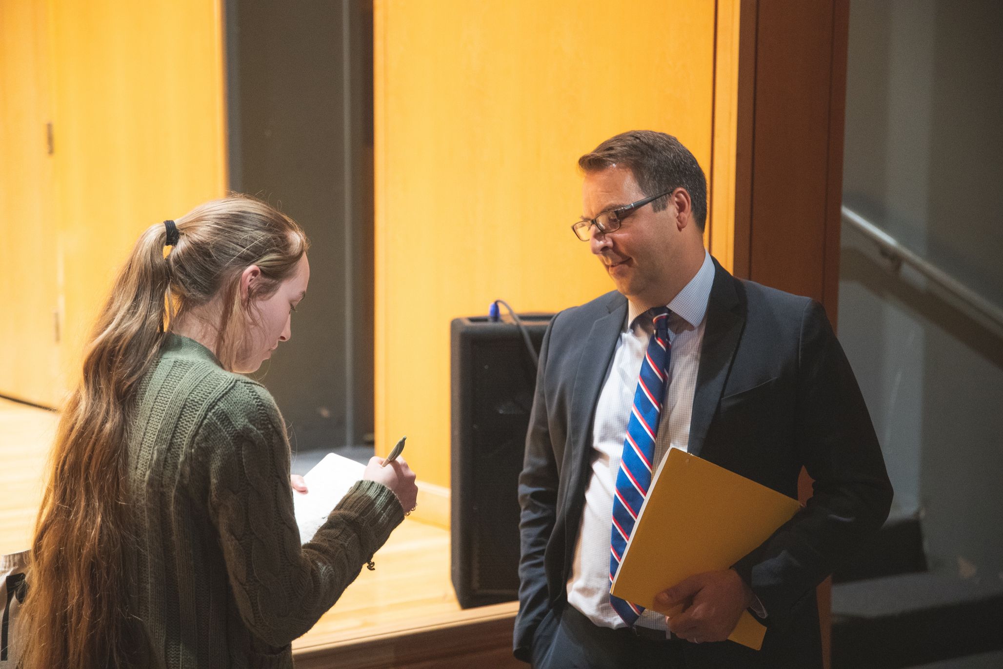 A University of West Florida student asks a question at a 2022 Constitution Day event